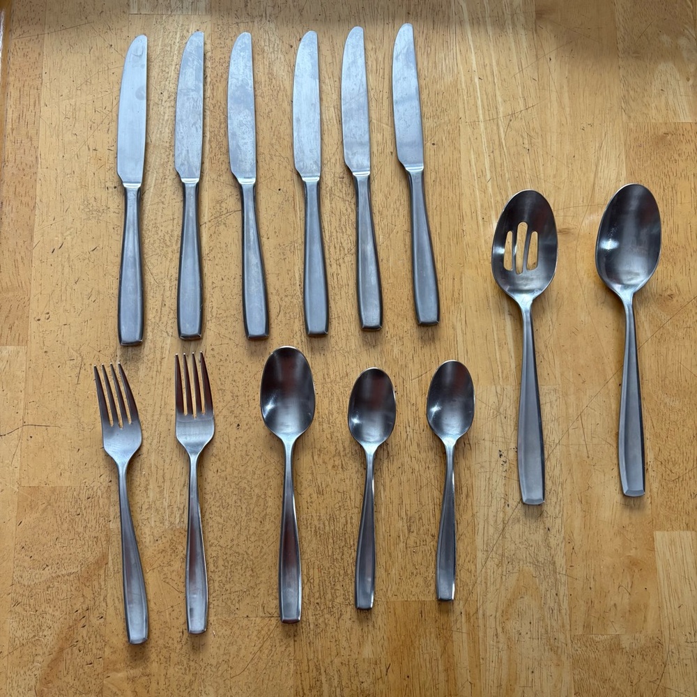 Hampton Forge HARPER Stainless Signature Silverware 13 Spoon Fork Knives Serving